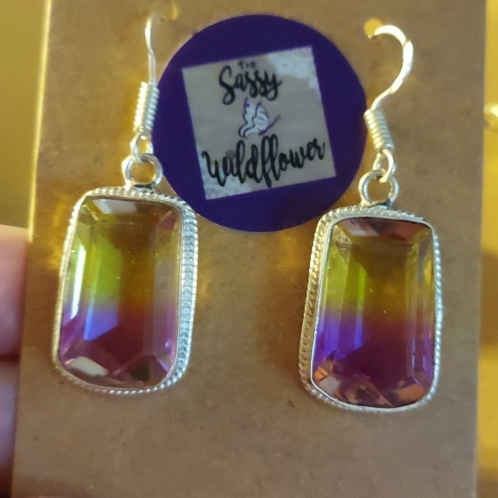 BICOLOR Tourmaline Sterling Silver Earrings
